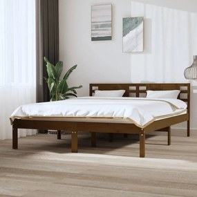 vidaXL Estrutura de cama 140x200 cm pinho maciço castanho-mel