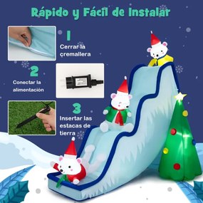 Decoração de Natal insuflável do urso polar insuflável com luzes LED e estacas de solo para uso interno e externo