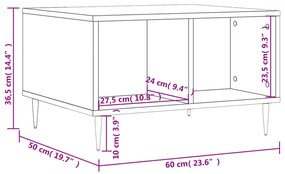 Mesa de centro 60x50x36,5 cm derivados de madeira cinza cimento