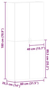 Cabide de Sapatos Cinza Sonoma 80x35,5x180 cm Madeira Engineered