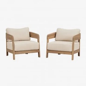 Pack De 2 Cadeirões De Jardim Em Madeira De Acácia Uleno Marrom Acácia Claro - Sklum