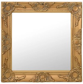 Espelho de parede estilo barroco 50x50 cm dourado