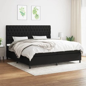 vidaXL Cama com molas/colchão 200x200 cm tecido preto