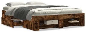 Estrutura de cama 135x190 cm derivados madeira carvalho fumado