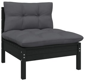 14 pcs conjunto lounge de jardim c/ almofadões pinho preto