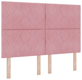 Cabeceira Design de Blocos de Diamante Rosa 140 cm Veludo