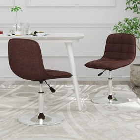 vidaXL Cadeiras de jantar giratórias 2 pcs tecido castanho