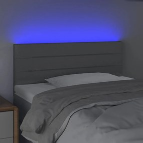 Cabeceira de cama c/ luzes LED tecido 80x5x78/88 cm cinza-claro