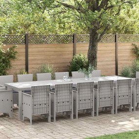 vidaXL Conjunto de Jantar de Jardim com 15 Peças e Almofadas em Rattan Sintético Cinza Claro