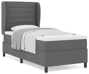 Cama Box com Colchão Cinza Escuro 90x200 cm, Tecido