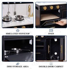 Cozinha Brincar de Madeira 80 x 57,6 x 49,5 cm Obsidian