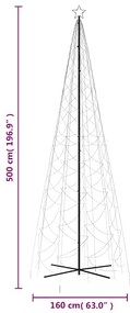 Árvore de Natal em cone 1400 luzes LED 160x500 cm colorido