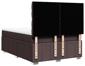 Cama com molas/colchão 160x200 cm tecido castanho-escuro
