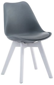 Cadeira de cozinha e sala de jantar Borneo V2 em couro sintético com estrutura branca 48 x 84 x 41,5 cm Cinzento