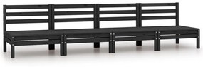 vidaXL Sofás de centro para jardim 4 pcs madeira de pinho maciça preto