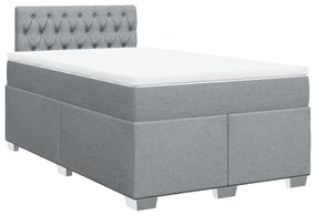 Cama boxspring com colchão 120x190 cm tecido cinzento-claro