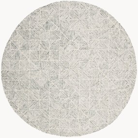 Tapete redondo em lã artesanal de pelo curto Azure