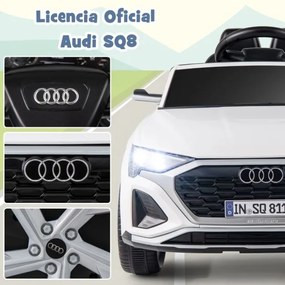 Carro elétrico para crianças de 12 V com controlo remoto de 2,4 G Luzes LED Arranque suave e suspensão com molas Branco