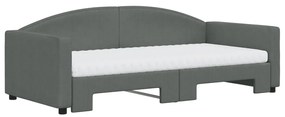 Sofá-cama c/ gavetão e colchões 90x190cm tecido cinzento-escuro