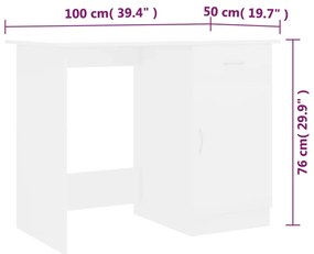 Secretária 100x50x76 cm derivados de madeira branco