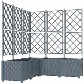 Jardineira com Treliça 5 pcs Cinzento-claro 120x120x143 cm
