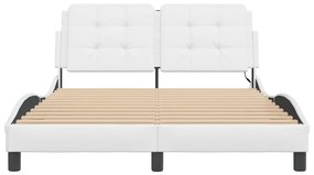 Estrutura de cama c/ luzes LED 140x200 cm couro artif. branco