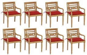 vidaXL Cadeiras Batávia com almofadões 8 pcs madeira de teca maciça