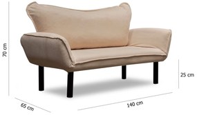 Sofá Cama "Chatto" – Creme  – 180x65x70 cm – Design Moderno