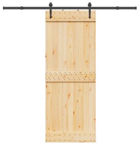 VidaXL Porta de correr com ferragens 80x210 cm madeira de pinho maciça