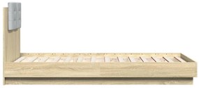 Estrutura cama c/ cabeceira/luzes LED 75x190 cm carvalho sonoma