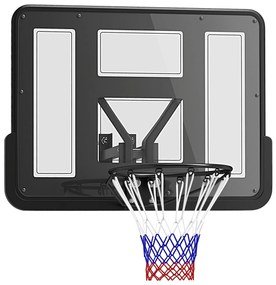 SPORTNOW Tabela de Basquetebol de Parede Painel de Basquetebol para Interior e Exterior com Painel Inquebrável de 110x75 cm e Rede Resistente a Rasgos para Adultos e Crianças Preto
