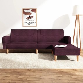vidaXL Sofá-cama de 2 lugares com apoio de pés tecido roxo