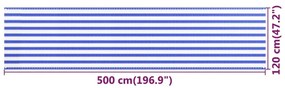 Tela de varanda 120x500 cm PEAD azul e branco