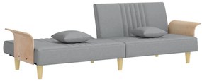 Sofá-cama com apoio de braços tecido cinzento-claro