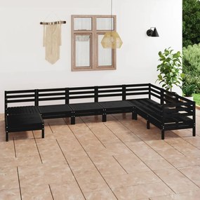 8 pcs conjunto lounge de jardim pinho maciço preto