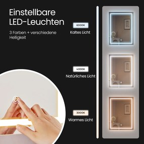 Toucador com banco com espelho, luz LED 40 x 98,3 x 145 cm branco