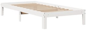 Cama com estante sem colchão 90x200 cm pinho maciço branco