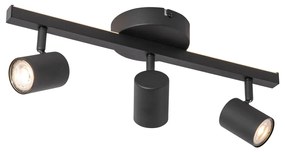 LED Foco de teto preto GU10 50mm 3-luzes Incl. Luz de fundo - Back Up Moderno