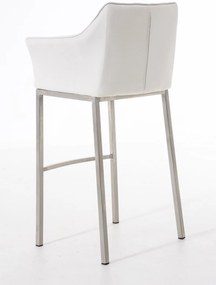 Banco de bar Damaso em tecido com estrutura prateada 64 x 110 x 48 cm Branco