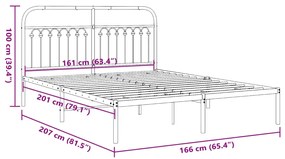 Estrutura de cama com cabeceira 160x200 cm metal preto