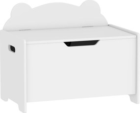 Baú para brinquedos infantil  60 x 38 x 48 cm com tampa rebatível, baú de arrumação infantil, em forma de urso, branco