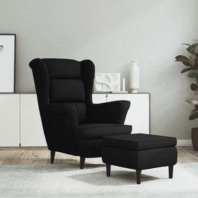 Cadeira com apoio de braços e banco veludo preto