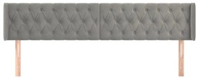 Cabeceira de cama c/ abas veludo 183x16x78/88 cm cinzento-claro