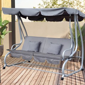 Conjunto de 2 Almofadas para Baloiço Almofada de Assento e Encosto de 3 Lugares 162x47x7 cm  Cinza