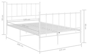 Estrutura de cama 120x200 cm metal branco