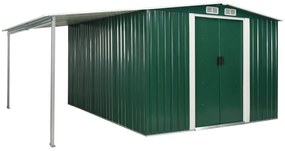 vidaXL Abrigo de jardim com portas de correr 386x312x178 cm aço verde