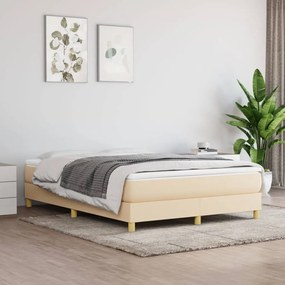 vidaXL Estrutura de cama com molas 140x190 cm tecido cor creme