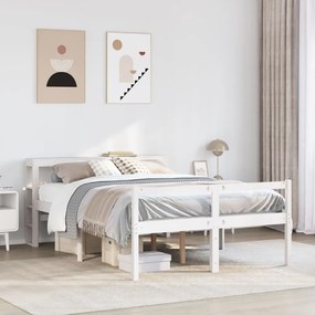 vidaXL Cama para idosos com cabeceira 135x190 cm pinho maciço branco