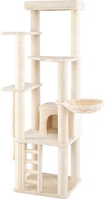 Árvore para Gatos de 5 Níveis, 71 x 71 x 194 cm, Para Vários Gatos, Bege