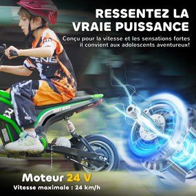 Mota elétrica de motocross para crianças, com motor de 350 W, bateria de 12 V, velocidade de 8-16 km/h, pneus insufláveis de 12'' e cor verde